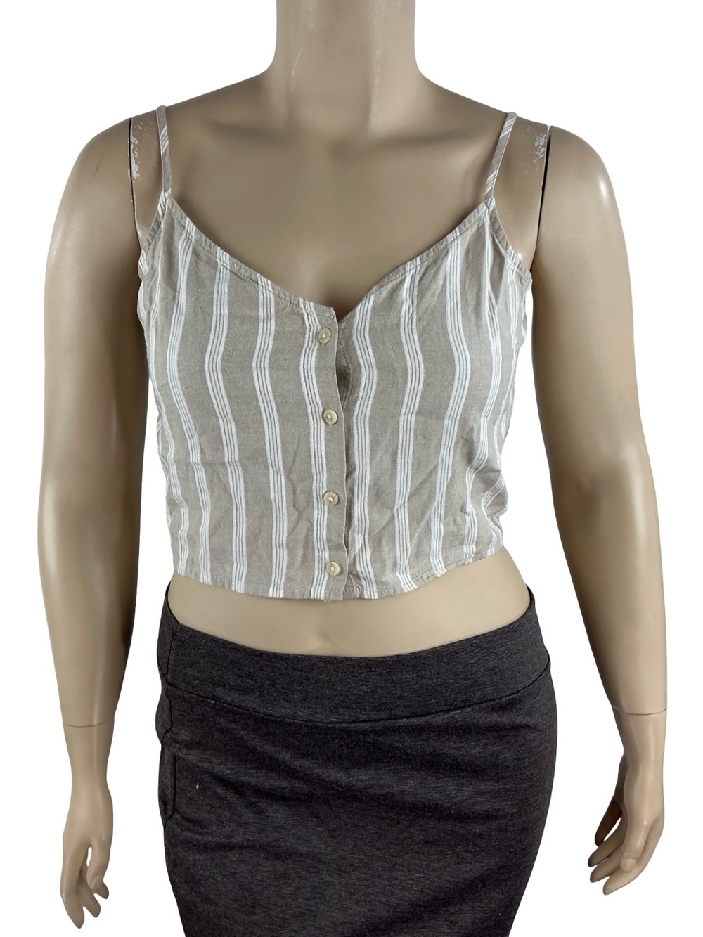 Weekend Los Angeles Linen Blend Striped Crop Cami Neutral Size XL Summer